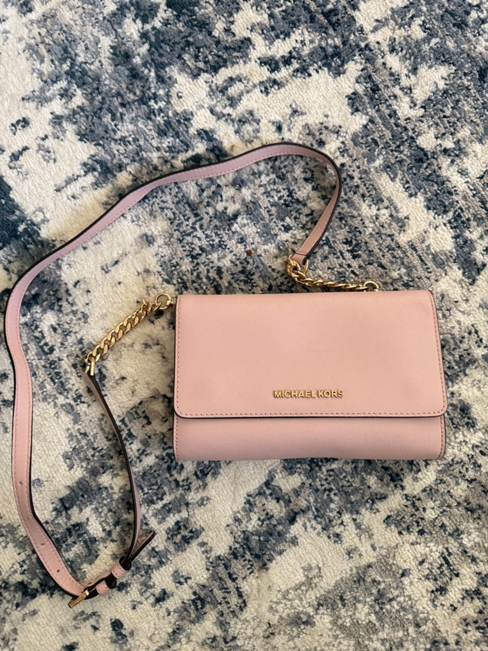 Michael Kors Blush Pink Saffiano Leather Crossbody Wallet